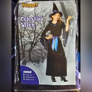 NWT Celestial Witch Costume Costume, Child Large 12-14, Black Iridescent Purple
